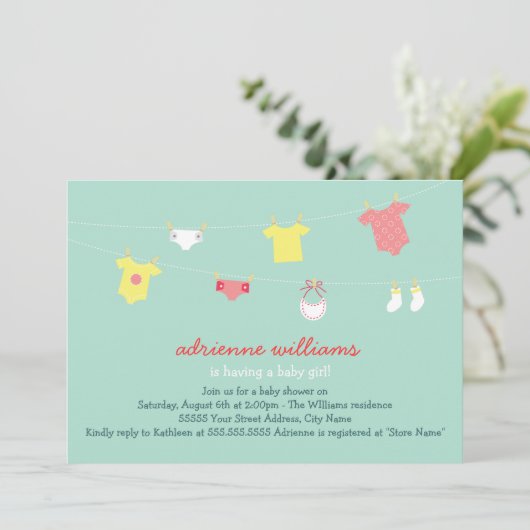 Invitation Baby shower Couture bébé (Debout devant)