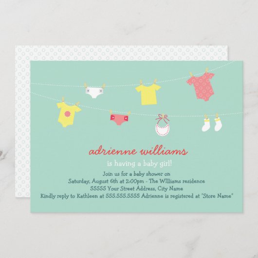 Invitation Baby shower Couture bébé (Devant / Derrière)