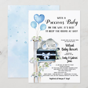 Invitation Baby shower Covid éléphant garçon