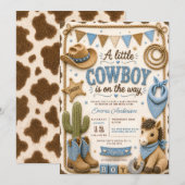 Invitation Baby Shower Cow-boy (Devant / Derrière)