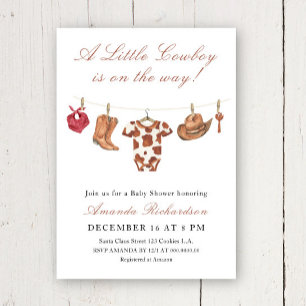 Invitation Baby Shower Cow-boy Far West Rodeo
