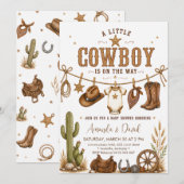 Invitation Baby Shower Cow-Boy Occidental (Devant / Derrière)