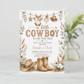Invitation Baby Shower Cow-Boy Rustique (Debout devant)