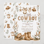 Invitation Baby Shower Cow-Boy Rustique (Devant / Derrière)