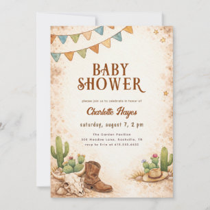 Invitation Baby Shower Cow-boy Rustique Far West