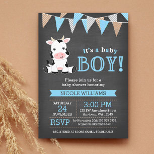 Invitation Baby Shower Cow-Boy Tableau Noir