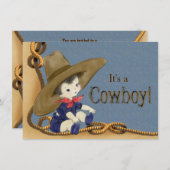 Invitation Baby shower Cowboy (Devant / Derrière)