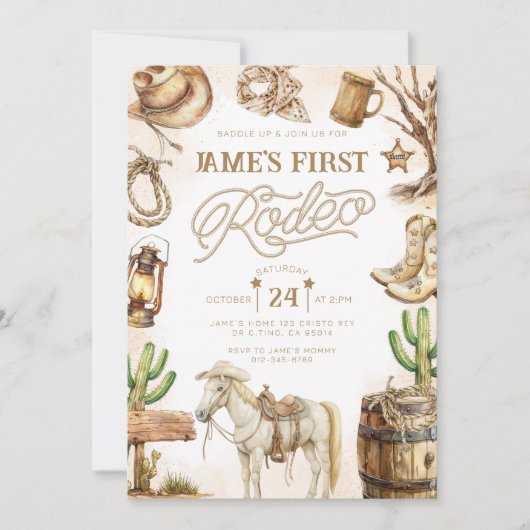 Invitation Baby shower Cowboy (Devant)