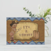 Invitation Baby shower Cowboy Afro-Américain (Debout devant)