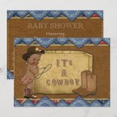 Invitation Baby shower Cowboy Afro-Américain (Devant / Derrière)