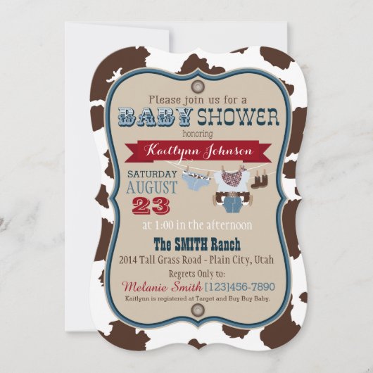 Invitation Baby shower Cowboy Bandanna Jumper (Devant)