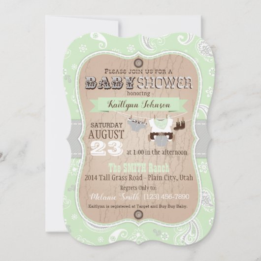 Invitation Baby shower Cowboy Bandanna Jumper (Devant)