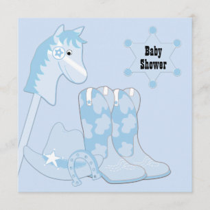 Invitation Baby Shower Cowboy Bébé Bleu Noir