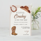 Invitation Baby shower Cowboy Cowgirl (Debout devant)