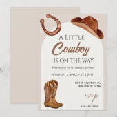 Invitation Baby shower Cowboy Cowgirl (Devant / Derrière)