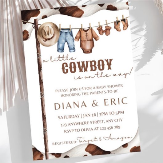 Invitation Baby shower Cowboy Modèle, Un Petit