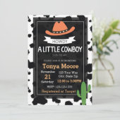 Invitation Baby shower Cowboy (orange) (Debout devant)