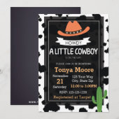 Invitation Baby shower Cowboy (orange) (Devant / Derrière)