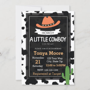 Invitation Baby shower Cowboy (orange)