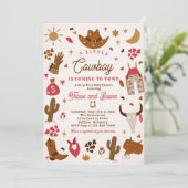 Invitation Baby shower Cowboy Wild West Rodeo Ranch (Debout devant)