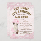 Invitation Baby shower Cowgirl (Devant / Derrière)
