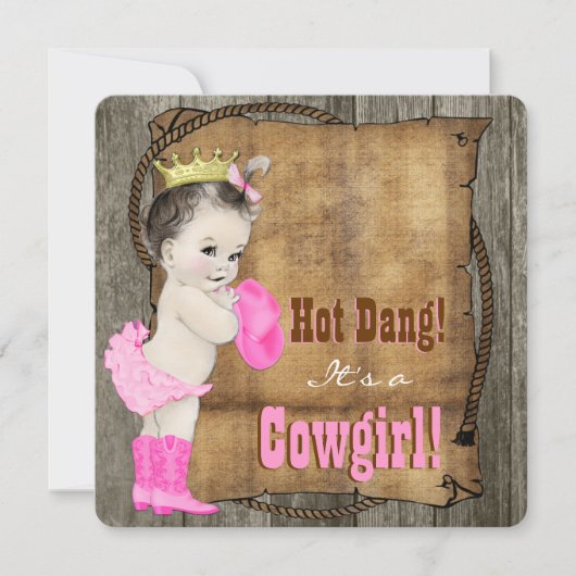 Invitation Baby shower Cowgirl (Devant)