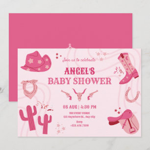 Invitation Baby shower cowgirl rose