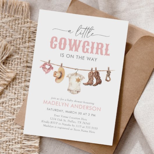 Invitation Baby shower cowgirl rose