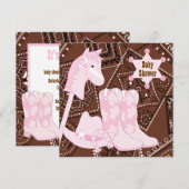 Invitation Baby shower Cowgirl rose et Brown (Devant / Derrière)