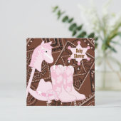 Invitation Baby shower Cowgirl rose et Brown (Debout devant)