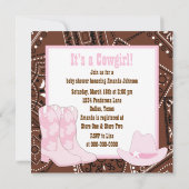 Invitation Baby shower Cowgirl rose et Brown (Dos)