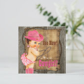 Invitation Baby shower Cowgirl rose et Brown (Debout devant)