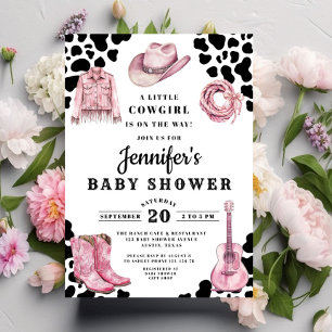 Invitation Baby Shower Cowgirl Rose Moderne