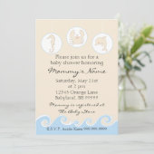 Invitation baby shower. Crème mobile Sea bleu (Debout devant)