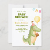 Invitation Baby shower crocodile mignon vert (Devant)