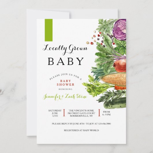 Invitation Baby shower cultivé localement (Devant)