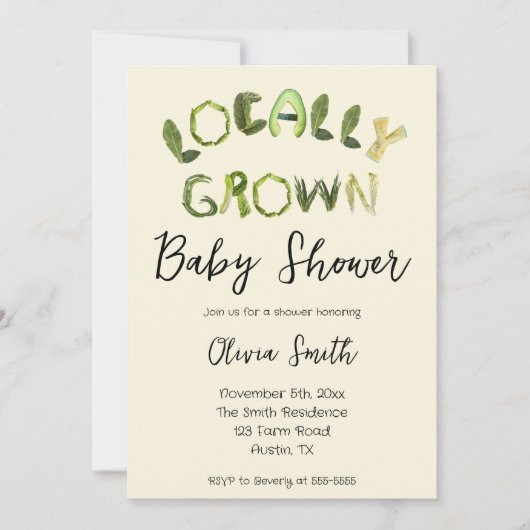 Invitation Baby shower cultivé localement (Devant)