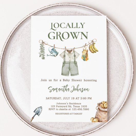 Invitation Baby shower cultivé localement