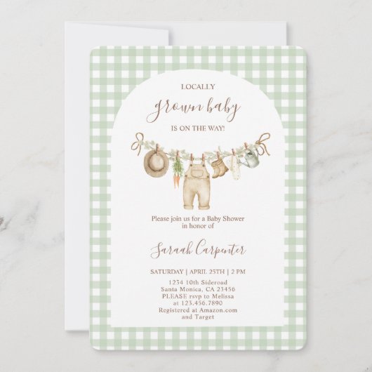 Invitation Baby shower cultivé localement (Devant)