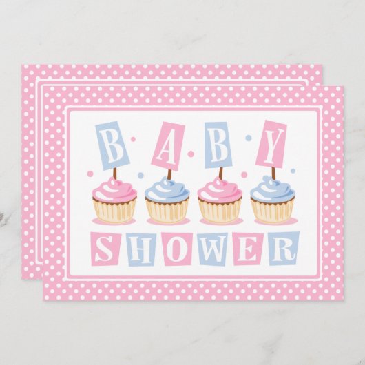 Invitation Baby shower Cupcake (Devant / Derrière)