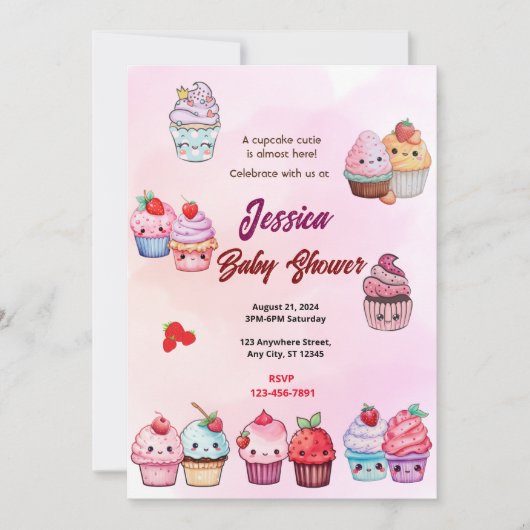 Invitation Baby shower Cupcake (Devant)