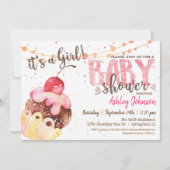 Invitation Baby shower Cupcake, c'est une fille (Devant)