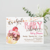 Invitation Baby shower Cupcake, c'est une fille (Debout devant)