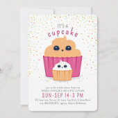 Invitation Baby-Shower Cupcake Maman & Bébé (Devant)