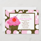 Invitation Baby shower Cupcake moderne Dot rose chocolat (Devant)