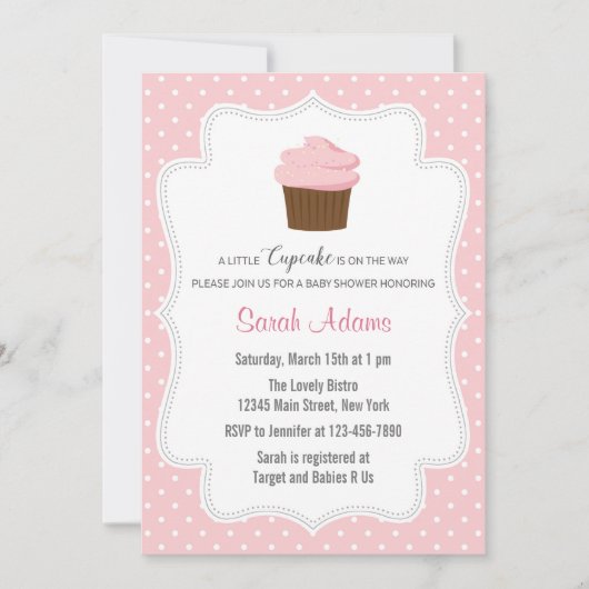 Invitation Baby shower Cupcake Rose (Devant)