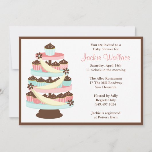 Invitation Baby shower Cupcake Tower (Devant)