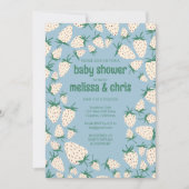 Invitation Baby shower CUSTOM D'Aiguille Fraise Blanche (Devant)
