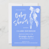 Invitation Baby Shower Cute Bear Blue Ribbon (Dos)