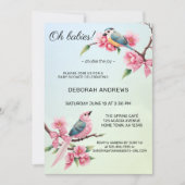 Invitation Baby shower Cute Birds Bow Twins (Devant)